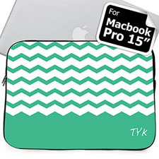 Custom Initials Mint Chevron MacBook Pro 15 Sleeve (2015)