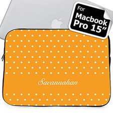 Custom Name Orange Polka Dots MacBook Pro 15 Sleeve (2015)