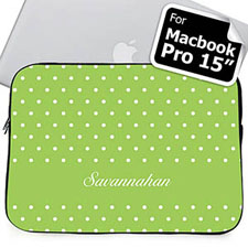 Custom Name Lime Polka Dots MacBook Pro 15 Sleeve (2015)