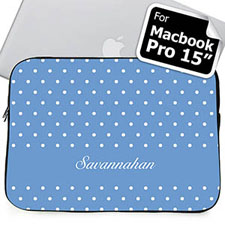 Custom Name Sky Blue Polka Dots MacBook Pro 15 Sleeve (2015)