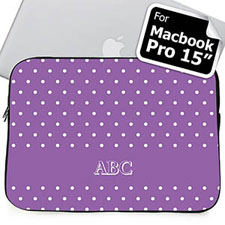 Custom Initials Lavender Polka Dots MacBook Pro 15 Sleeve (2015)