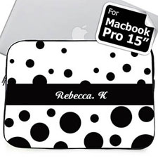 Custom Name Black Retro Circles MacBook Pro 15 Sleeve (2015)