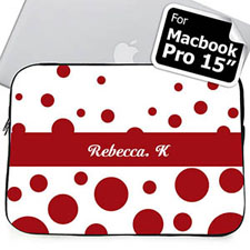 Custom Name Red Retro Circles MacBook Pro 15 Sleeve (2015)