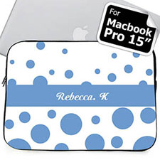 Custom Name Sky Blue Retro Circles MacBook Pro 15 Sleeve (2015)