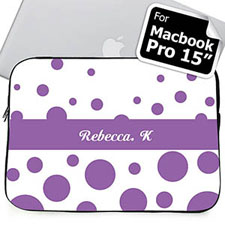 Custom Name Lavender Retro Circles MacBook Pro 15 Sleeve (2015)
