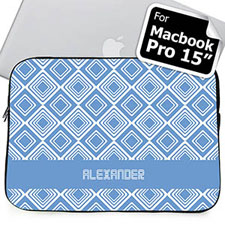 Custom Name Sky Blue Diamonds MacBook Pro 15 Sleeve (2015)