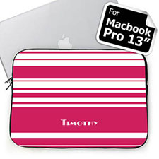 Custom Name Hot Pink Stripes MacBook Pro 13 Sleeve (2015)
