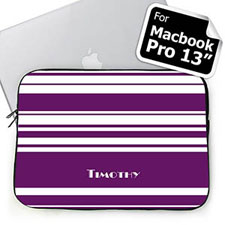 Custom Name Purple Stripes MacBook Pro 13 Sleeve (2015)