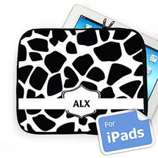 Custom Initials Black Giraffe Pattern  iPad Sleeve