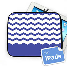 Custom Initials  Blue Chevron iPad Sleeve