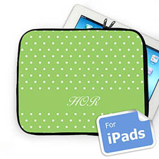 Custom Initials Lime Polka Dots iPad Sleeve