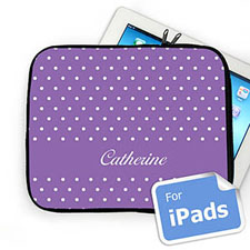 Custom Name Lavender Polka Dots iPad Sleeve