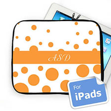Custom Initials Orange Retro Circles iPad Sleeve