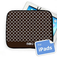 Custom Initials Chocolate Quatrefoil iPad Sleeve