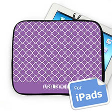 Custom name Lavender Quatrefoil iPad Sleeve