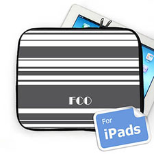 Custom Initials Grey Stripes iPad Sleeve