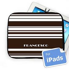 Custom Name Chocolate Stripes iPad Sleeve