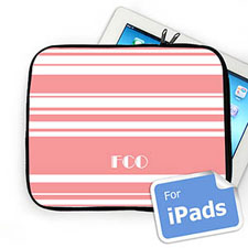 Custom Initials Pink Stripes iPad Sleeve