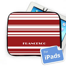 Custom Name Red Stripes iPad Sleeve