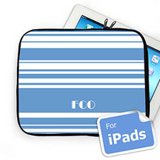 Custom Initials Sky Blue Stripes iPad Sleeve