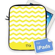 Custom Initials Yellow Chevron iPad Sleeve