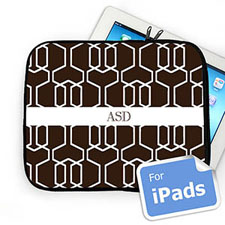 Custom Initials Chocolate Trellis iPad Sleeve