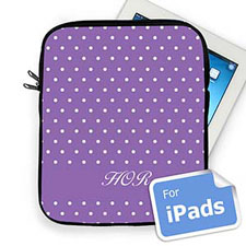 Custom Initials Lavender Polka Dots iPad Sleeve