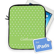 Custom Name Lime Polka Dots iPad Sleeve