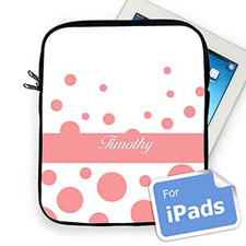 Custom Name Pink Retro Circles iPad Sleeve