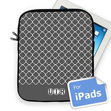 Custom Initials Grey Quatrefoil iPad Sleeve