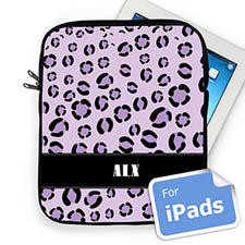 Custom Initials Purple Leopard Pattern iPad Sleeve