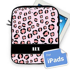 Custom Initials Pink Leopard Pattern iPad Sleeve