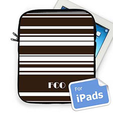 Custom Initials Chocolate Stripes  iPad Sleeve