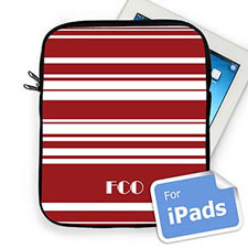 Custom Initials Red Stripes  iPad Sleeve