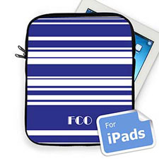 Custom Initials Blue  Stripes  iPad Sleeve