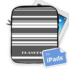 Custom Name  Grey  Stripes  iPad Sleeve