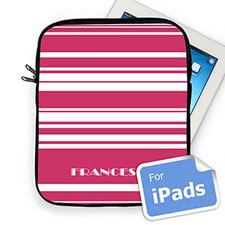 Custom Name Hot Pink Stripes  iPad Sleeve