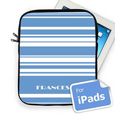 Custom Name Sky Blue Stripes  iPad Sleeve