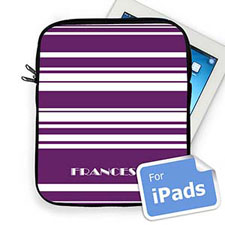 Custom Name Purple Stripes  iPad Sleeve