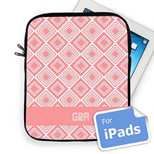 Custom Initials Pink Diamonds iPad Sleeve
