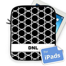 Custom Initials Black Hoopla iPad Sleeve