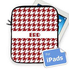 Custom Initials  Red  Houndstooth iPad Sleeve