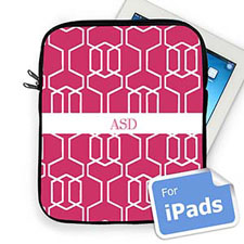 Custom Initials   Hot Pink Trellis  iPad Sleeve