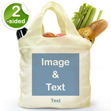Personalized Both Sides Reusable Shopping Bag, Square Image