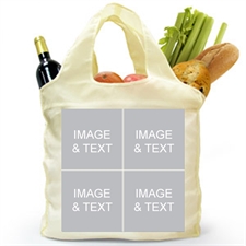 Personalized Both Sides 4 Collage Reusable Shopping Bag, Classic