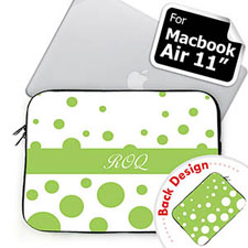 Customize 2 Sides Personalized Initials Lime Retro Circles MacBook Air 11 Sleeve
