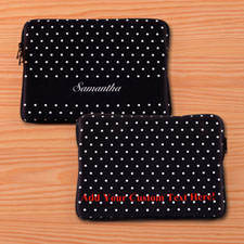 Custom Front and Back Personalized Name Black Polka Dots MacBook Air 13 Sleeve