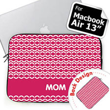 Custom 2 Sides Personalized Initials Hot Pink Chain MacBook Air 13 Sleeve