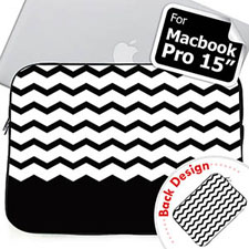 Customize 2 Sides Personalized Name Black Chevron MacBook Pro 15 Sleeve (2015)