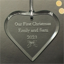 Personalized Message Heart Glass Ornament